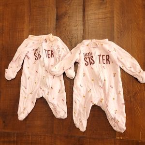 ⭐Newborn Caters Baby Girl Little sister Outfit onsies matching sets twins⭐